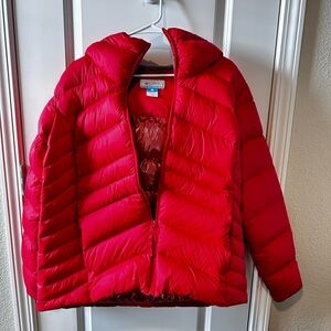 Women’s Columbia Red Puffer Hooded Jacket XL NWOT